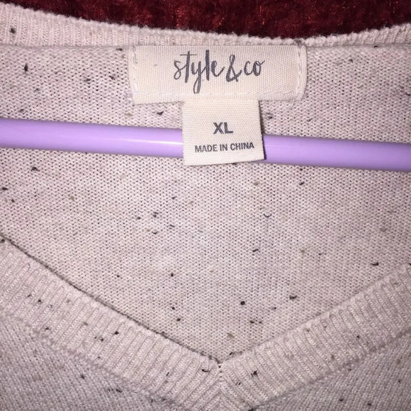 Style & CO Cream Sand Cotton XL sweater Ribbed open cuff - Picture 6 of 10